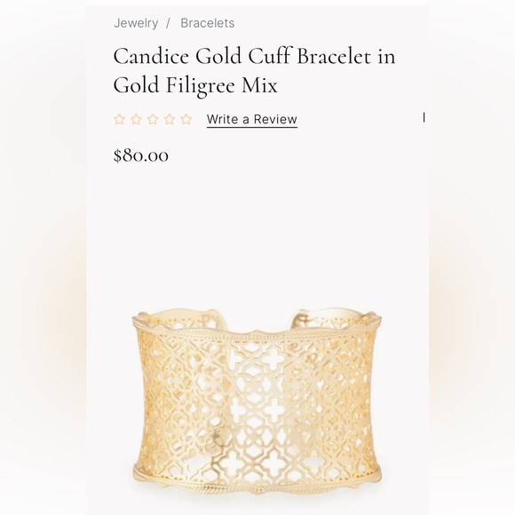 Kendra Scott Jewelry - Kendra Scott Candice Cuff Bracelet in Gold Filigree - New!